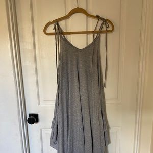 Grey Jersey Asymmetrical Midi Dress